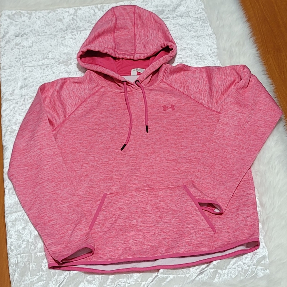 Under Armour Pink/Red Pull Up Sweater With Thumb Holes